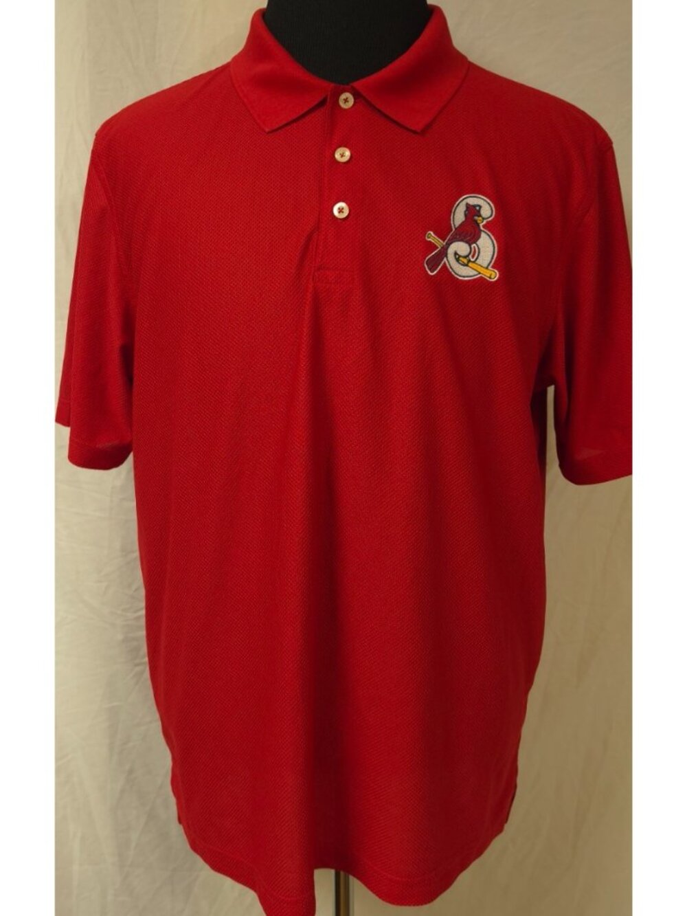 Gears For Sports Mens (L) Red Baseball MLB ST Louis Cardinals Mesh Polo Shirt